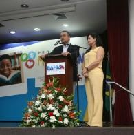 Governador, Rui Costa e a primeira-dama e presidente das VSBA, Aline Peixoto Voluntárias Sociais lançam projeto de qualificação de educadores infantis